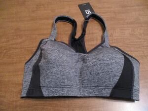 SYROKAN RACERBACK SPORTS BRA GRAY BLACK 36DD